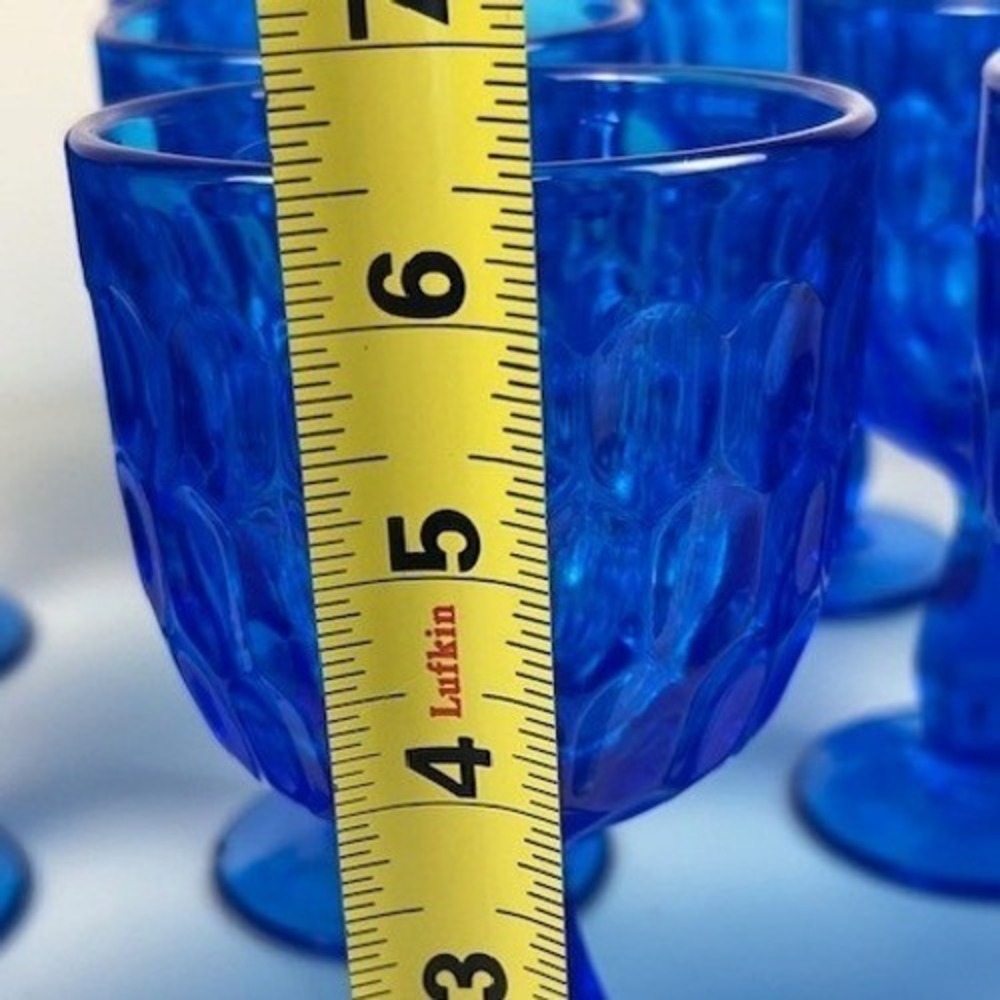 Fenton Cobalt Blue Thumbprint Glass Goblets Set of 4‎ Vintage Water Wine Glasses - Picture 11 of 16